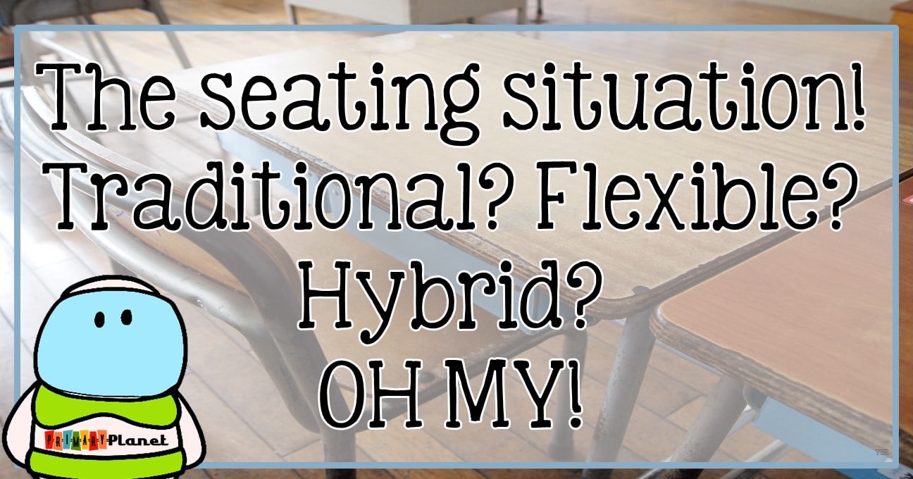 Flexible seating?  Traditional Seating in the classroom?  Let me offer you my compromise: hybrid seating.  All the flexibility of classroom seating, but with kiddos all having their own personal space!